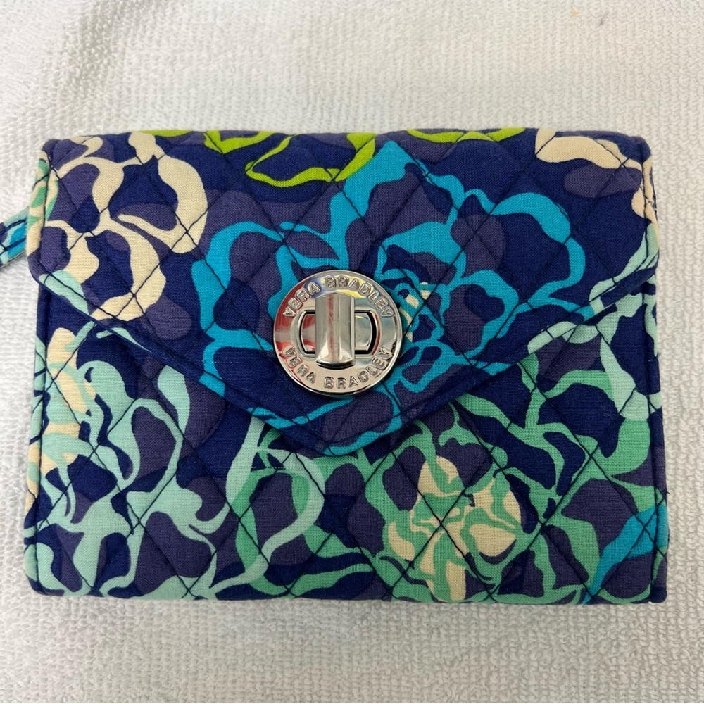 Vera Bradley Katalina Blues Blue and Green Turnlock Wristlet